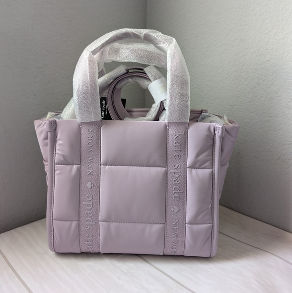 kate spade Handbags - NWT Kate Spade KM669 Kip Puffy Small Tote Crossbody In Lavender Smoke